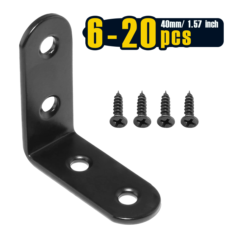Woodworking Joint Types - 6-20개 블랙 코너 브레이스 L 브래킷,