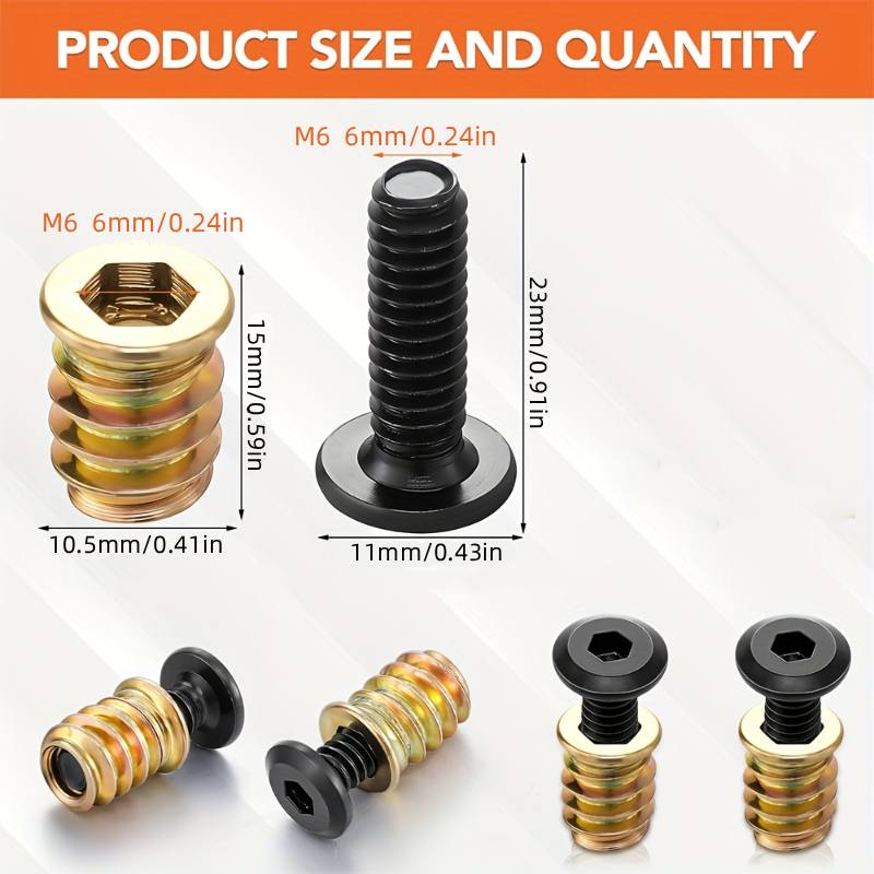 Woodworking Joint Types - 10PCS 너트 나사 삽입물 조합 도구