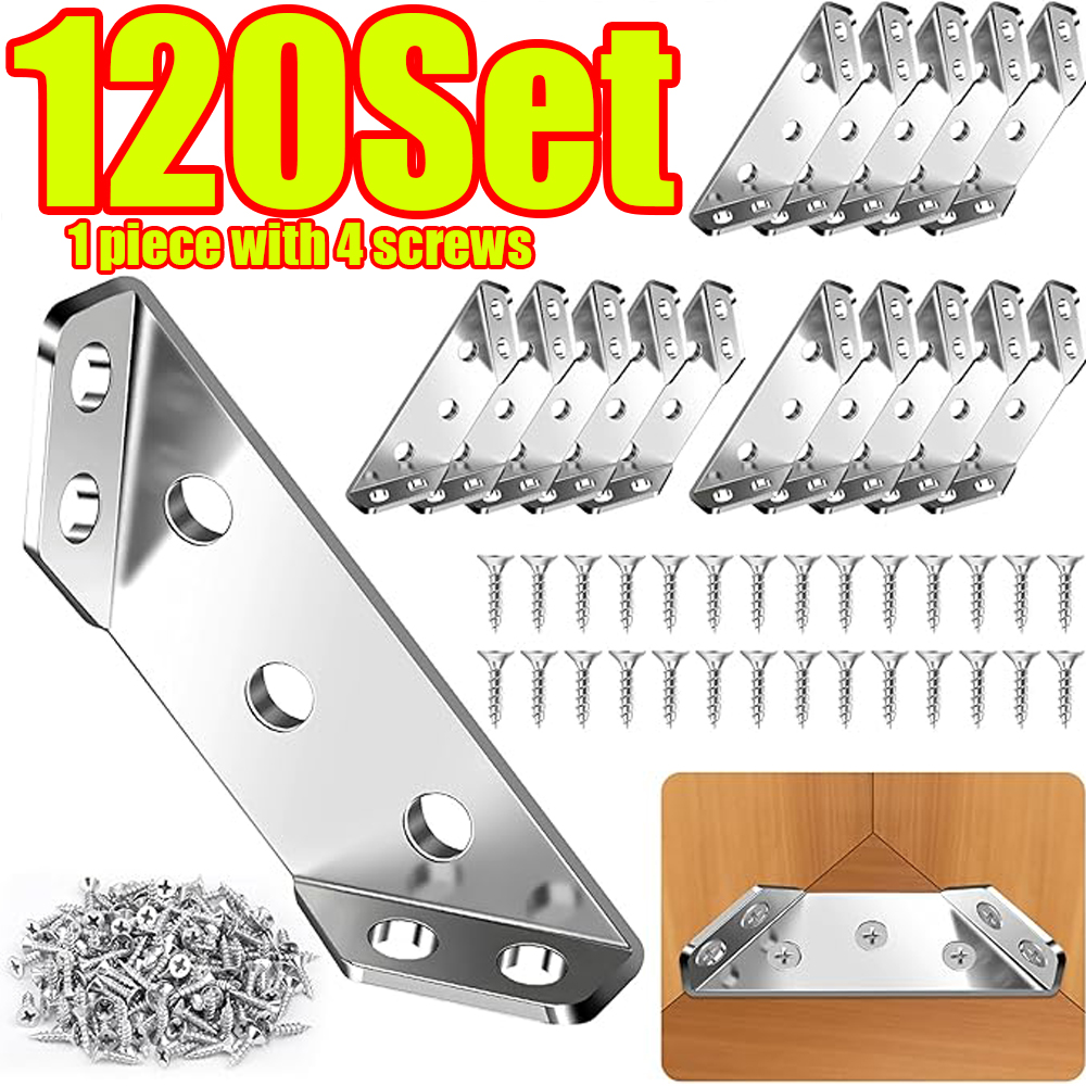 1-120세트 가구 코너 커넥터 스테인레스 스틸 앵글  - Woodworking Joint Types 리뷰 및 가격